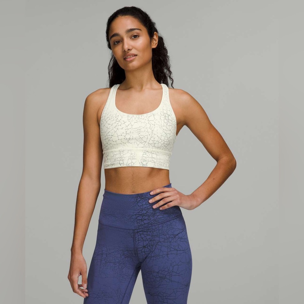 Lululemon Energy Bra Size 4 B/C cup Thread Dye White Silver Drop